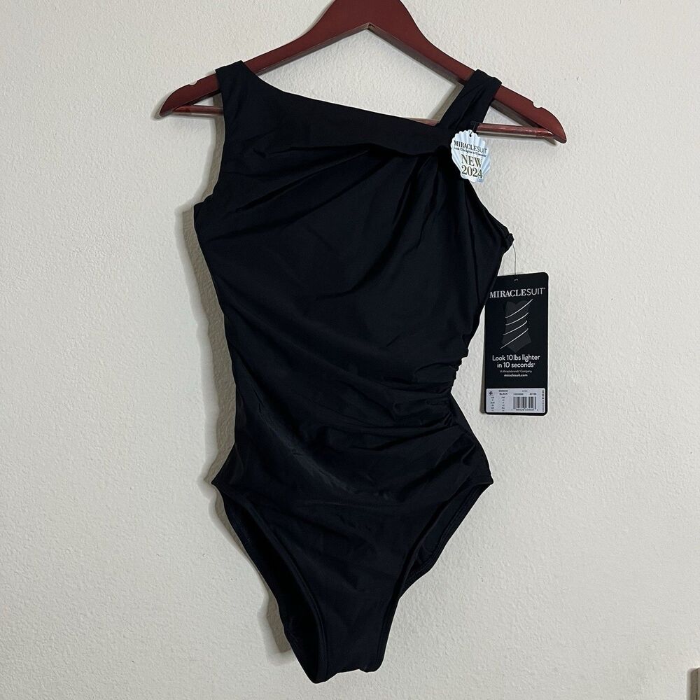 Miraclesuit Avra Rock Solid One Piece Black SZ 8 Slimming Swimsuit